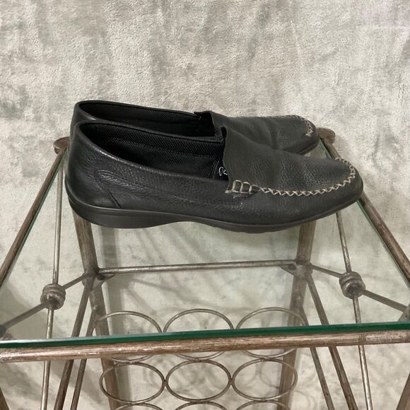 Hotter Retro Leather slip on Loafers women’s US Size 9 Black career Comfort - Picture 1 of 12